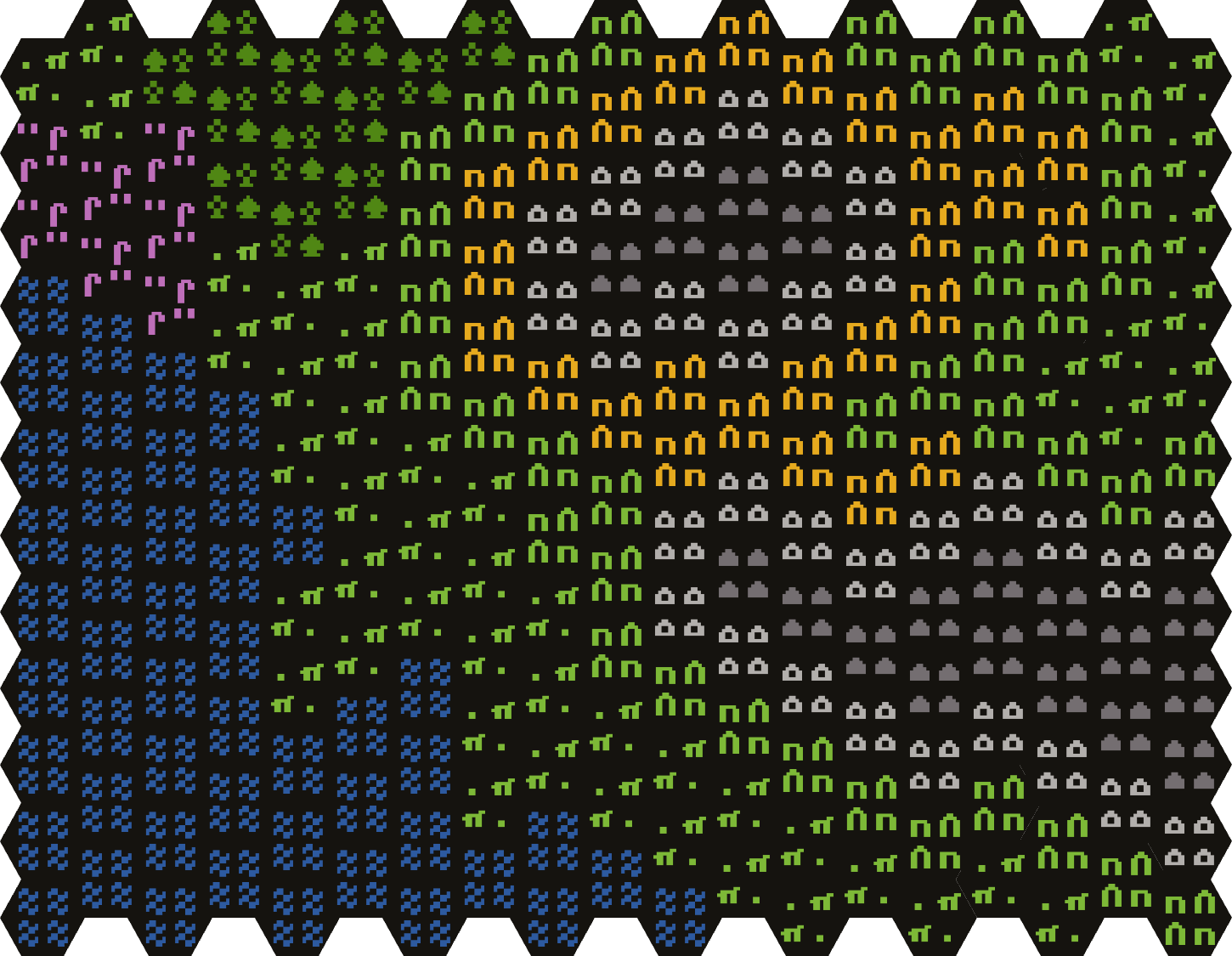 Dwarf Fortress-inspired Hex Tiles